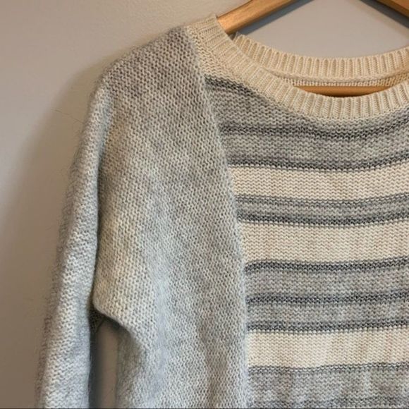 Ann Tylor LOFT cream silver shimmery oversized chunky knit sweater size Small - Picture 2 of 9